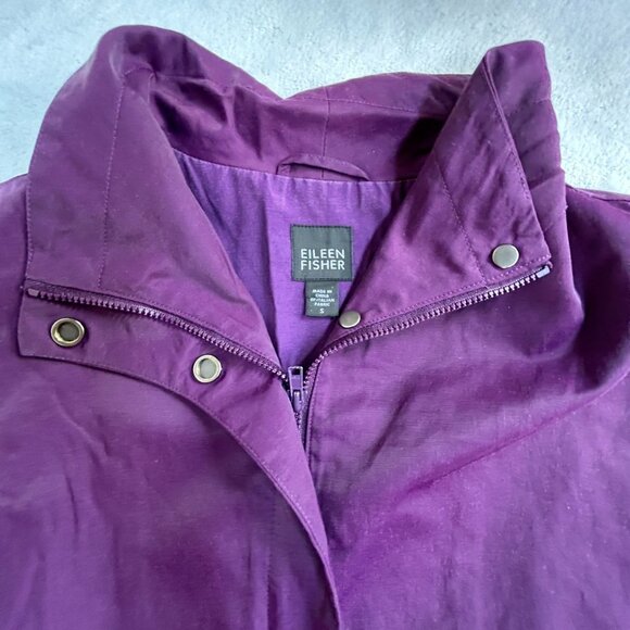 Eileen Fisher Womens Purple Cotton Funnel Neck Vest Small Lightweight Pockets - Picture 3 of 8